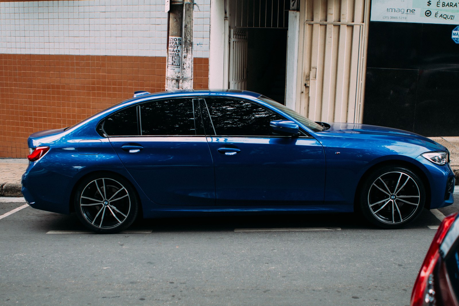 Vehicle with a clean, glossy paint finish parked outside