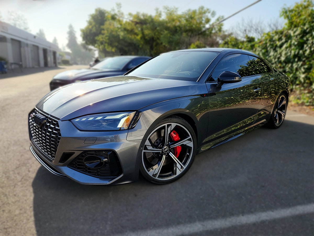 Tinted sedan windows with premium ceramic film